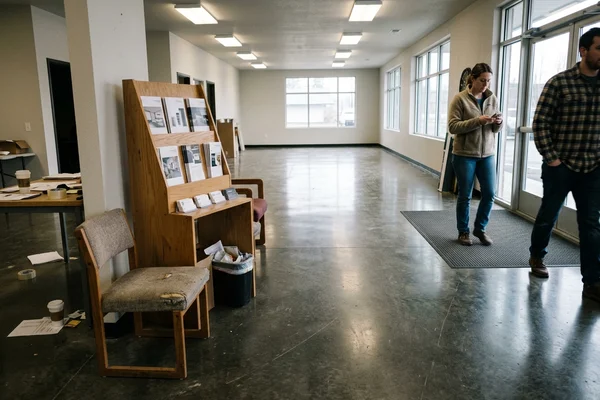 Mirror-gloss polished concrete floor in an open showroom