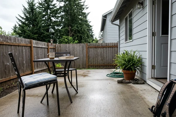 Sealed concrete outdoor living area with a matte finish